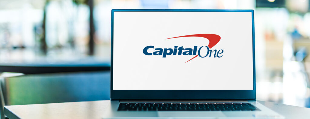 Laptop displaying logo of Capital One Financial Corporation